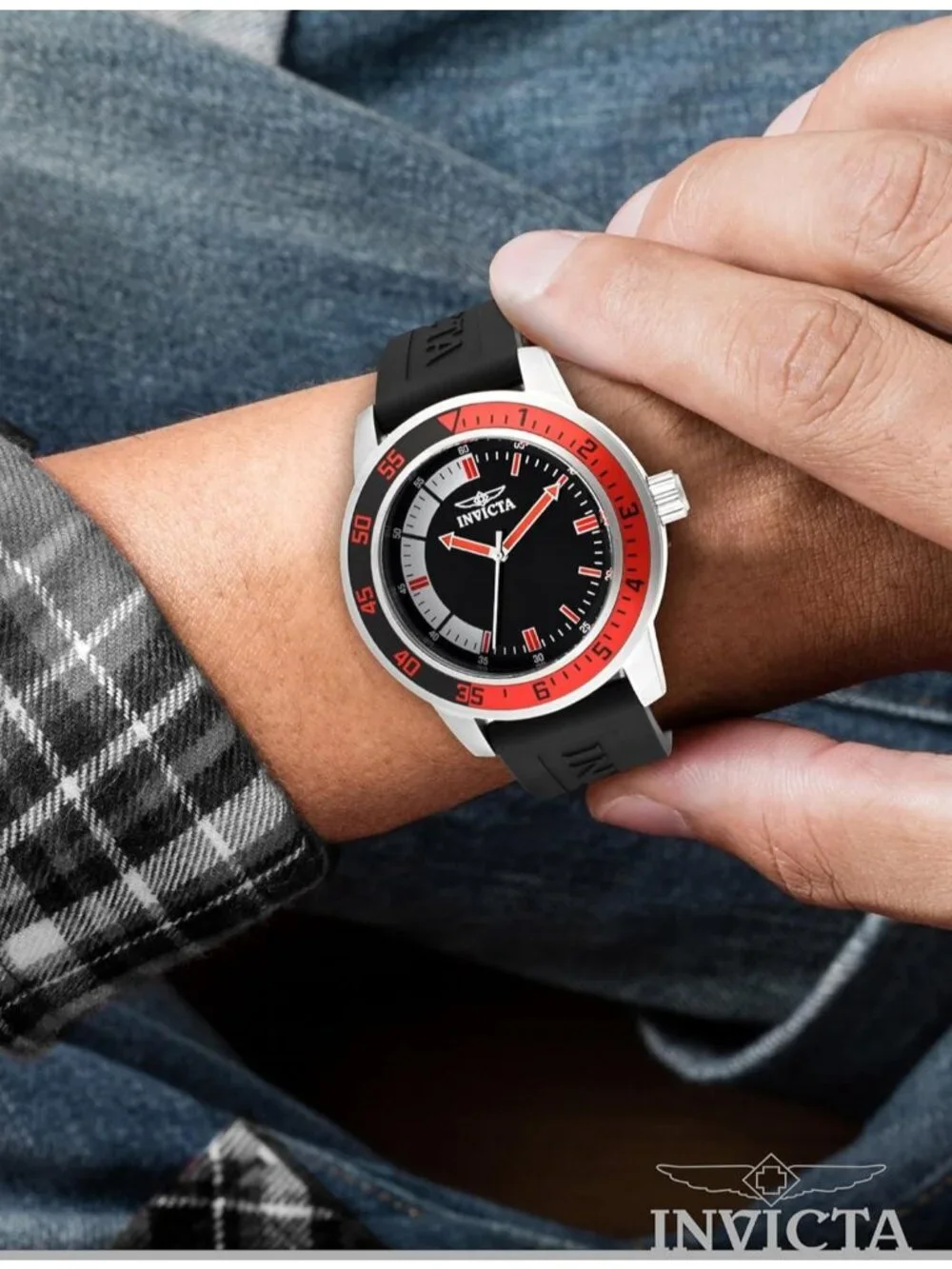 Men's Black Red Analog Quartz Fashion Solid Specialty Silicone Round Wrist Watch